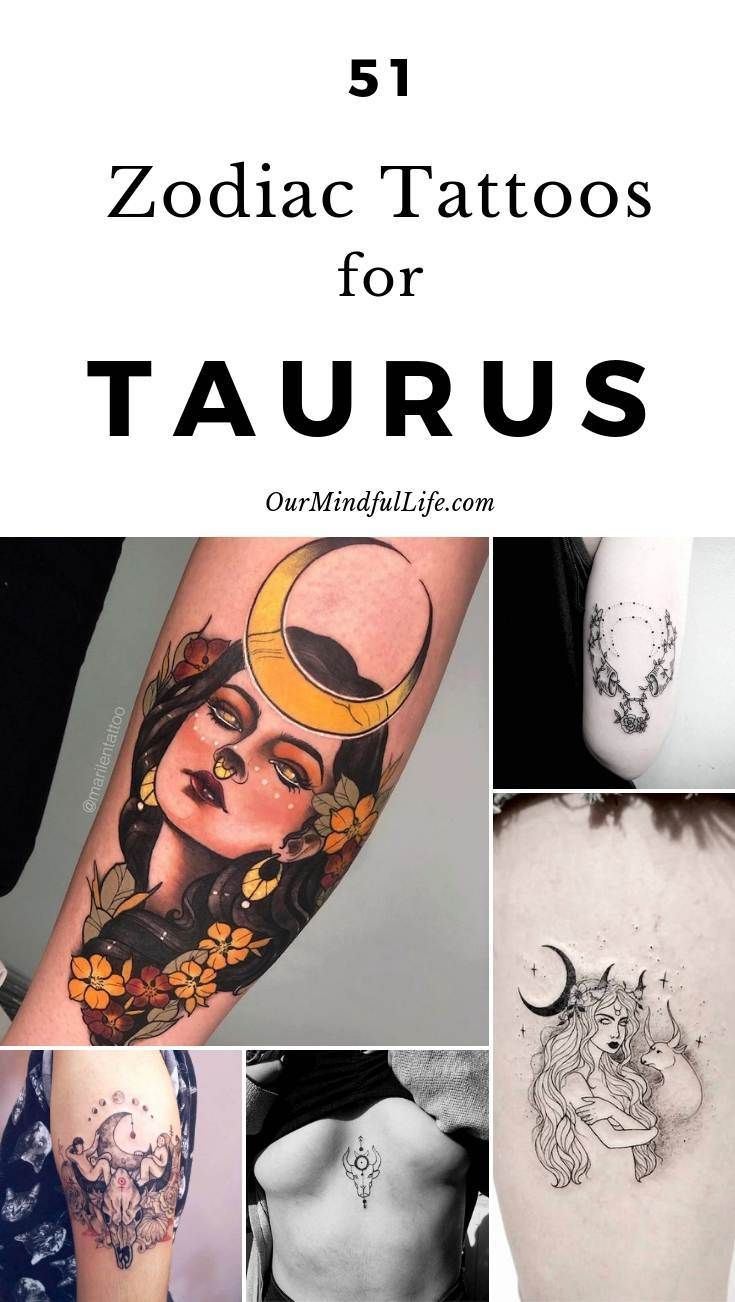 zodiac tattoos for taurus on the upper arm