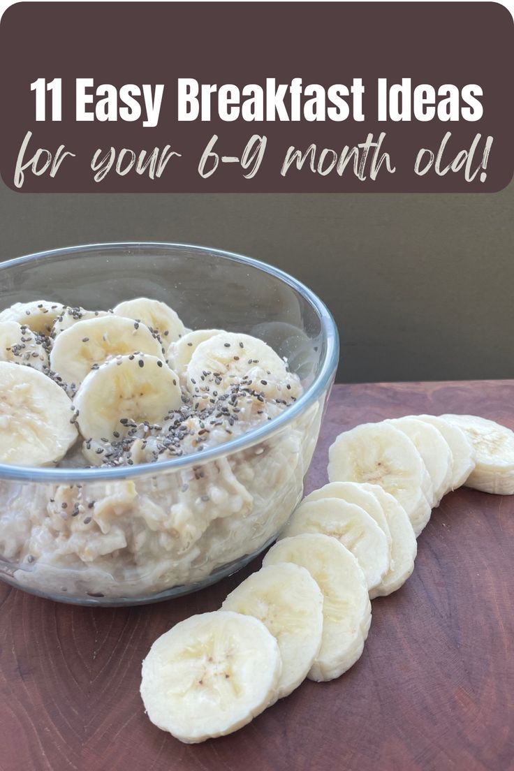 oatmeal with chia seeds and bananas! Breakfast For 11 Month Old, 9 Month Old Baby Food Ideas, 11 Month Old Breakfast Ideas, Breakfast For 6 Month Old Baby, 6 Month Old Breakfast Ideas, 8 Month Old Breakfast Ideas, Healthy And Easy Breakfast, Quick Breakfasts, Easy Breakfast Ideas