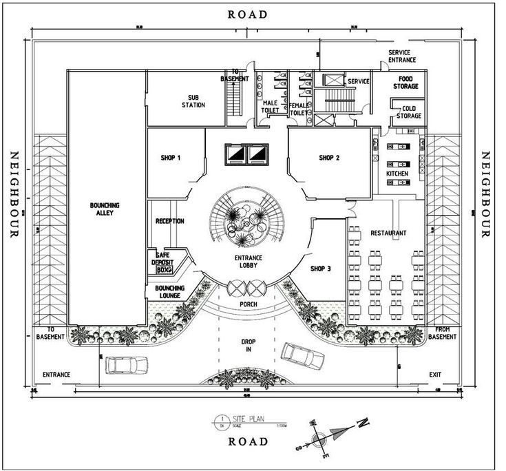 a drawing of the floor plan for a restaurant