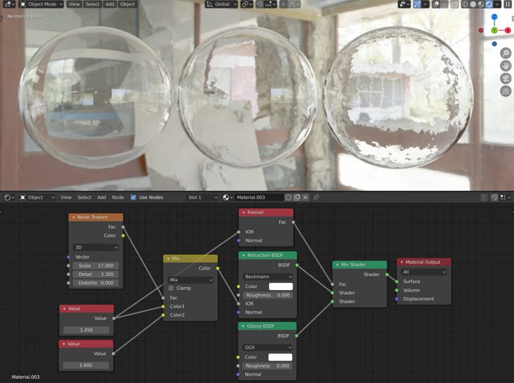 an image of some glass balls in the process of being viewed by a computer screen