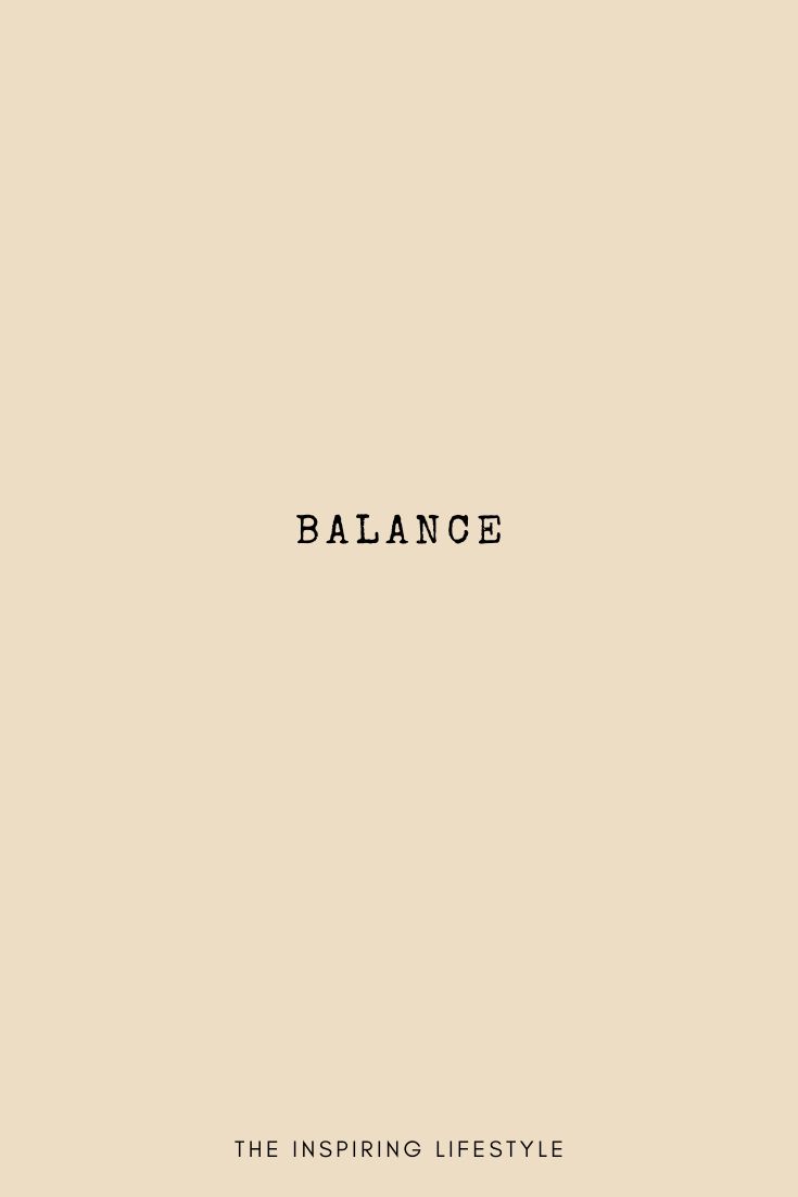 the words balance are written in black on a beige background