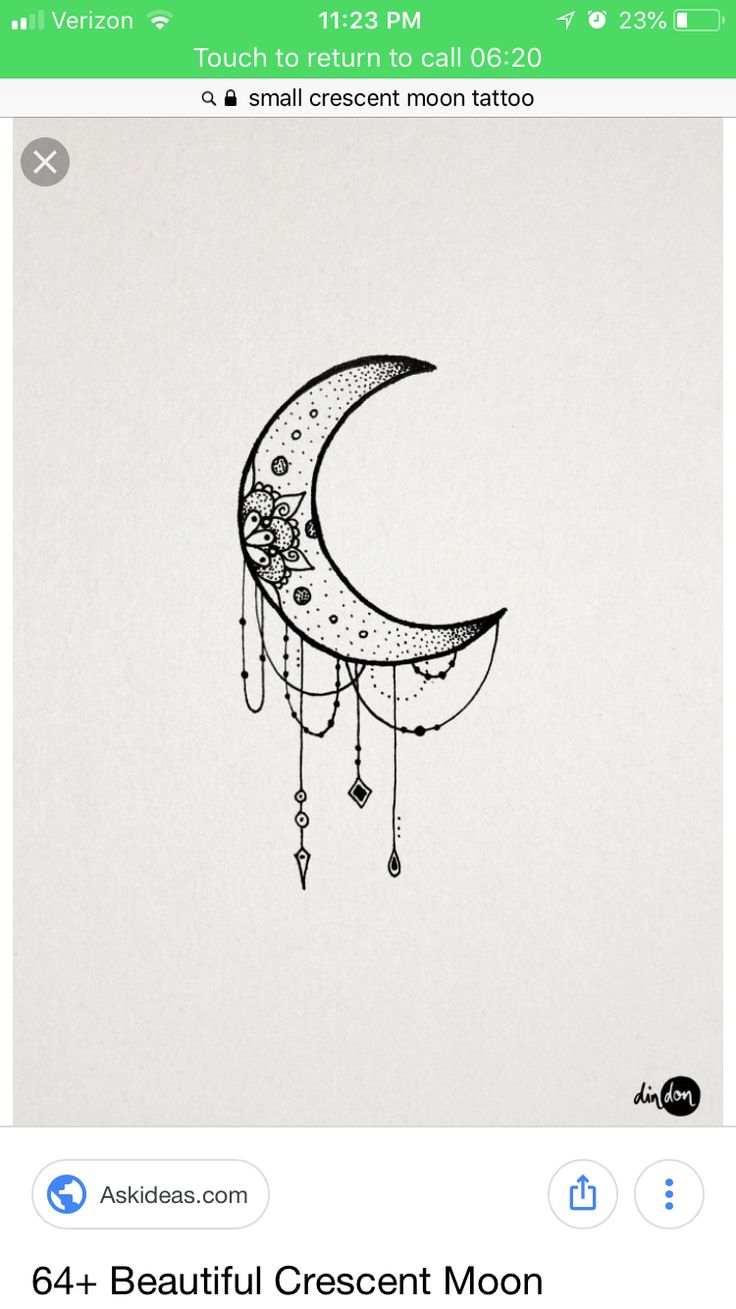 a drawing of a crescent moon with beads hanging from it's side and the words, beautiful crescent moon