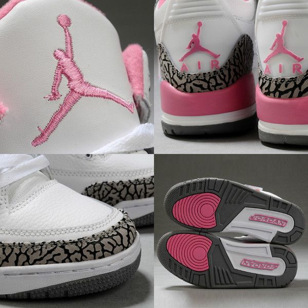 Women Air Jordan 3 Retro White Pink Cement Grey ($71) ❤ liked on Polyvore featuring shoes, jordans, pink white shoes, grey shoes, pink shoes, retro shoes and air sole shoes Trendy Shoes Sneakers, Nike Shoes Girls, Jordan Shoes Girls, Jordan Shoes Retro, All Nike Shoes, Shoes Sneakers Jordans, Jordan 3 Retro, 3 Shoes, Air Jordan 3 Retro