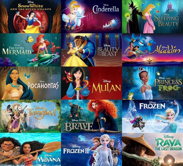 many different disney movies are shown together