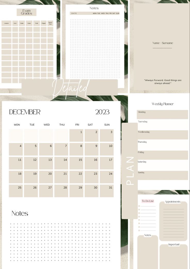 an image of a calendar with palm leaves on the side and one page in the middle