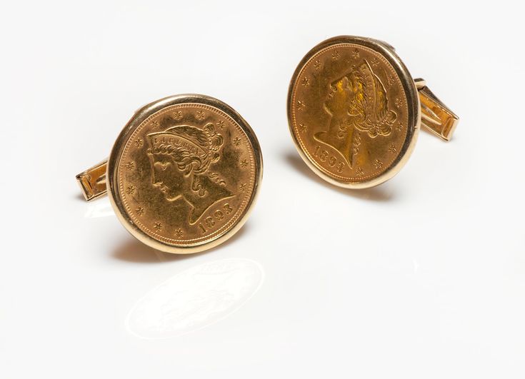 Vintage 22K Yellow Gold Coin Cufflinks Luxury Antique Gold Cufflinks, Genuine Love, Gold Cufflinks, Vintage Cufflinks, Gold Coin, Gold Coins, Buy Vintage, Antique Gold, Antique Jewelry