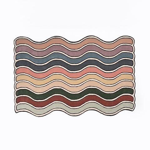 a multicolored patch with wavy lines on it