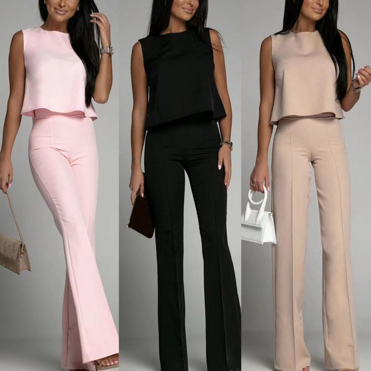 Bjlxn Summer Women Fashion O Neck Ruffled Top Trousers Suit Elegant So Business Attire Women, Ruffled Top, Graduation Outfit, Flare Leggings, Pants Length, Neck Ruffle, Trouser Suits, Look Casual, Work Attire