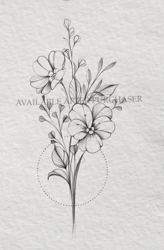 a pencil drawing of flowers on paper