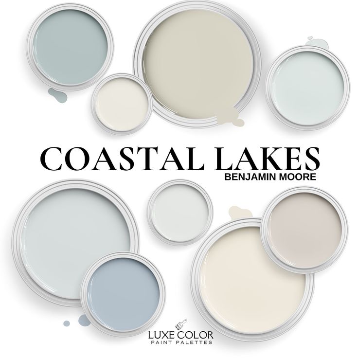 several different shades of paint with the words coastal lakes on them and below it, there are