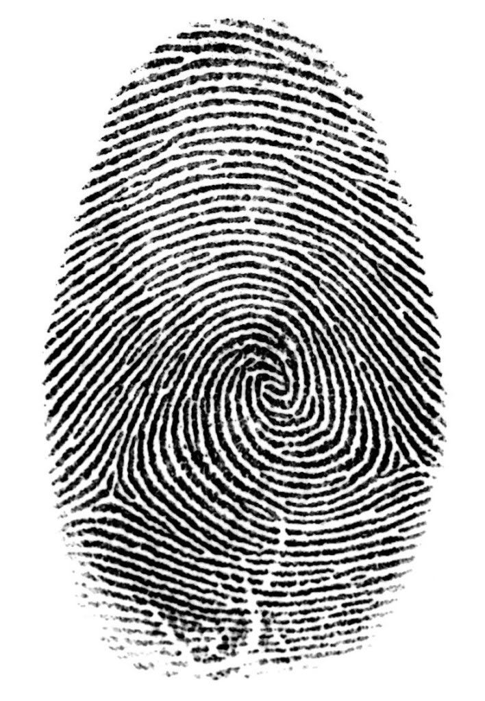 a fingerprint is shown in black and white