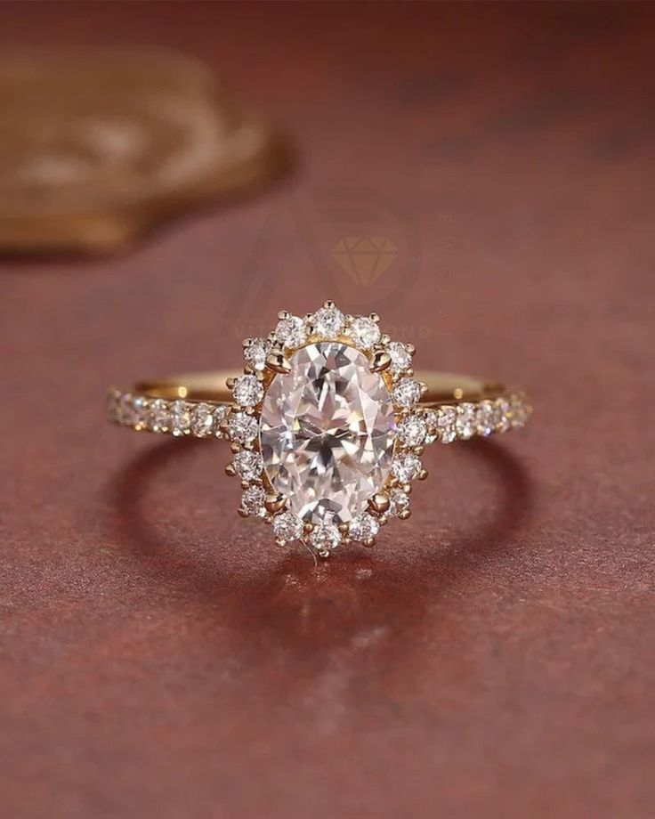 Elegant Oval Engagement Ring Vintage Oval Wedding Ring Set, Round Engagement Ring Vintage, Gold And Silver Engagement Ring Set, Oval Halo Engagement Ring And Band, Engagement Rings Oval Halo, Oval Ring With Halo, Vintage Halo Engagement Rings, Oval Engagement Ring With Halo, Vintage Oval Engagement Ring