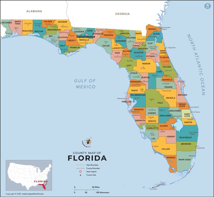 Map Of Counties In Florida Printable