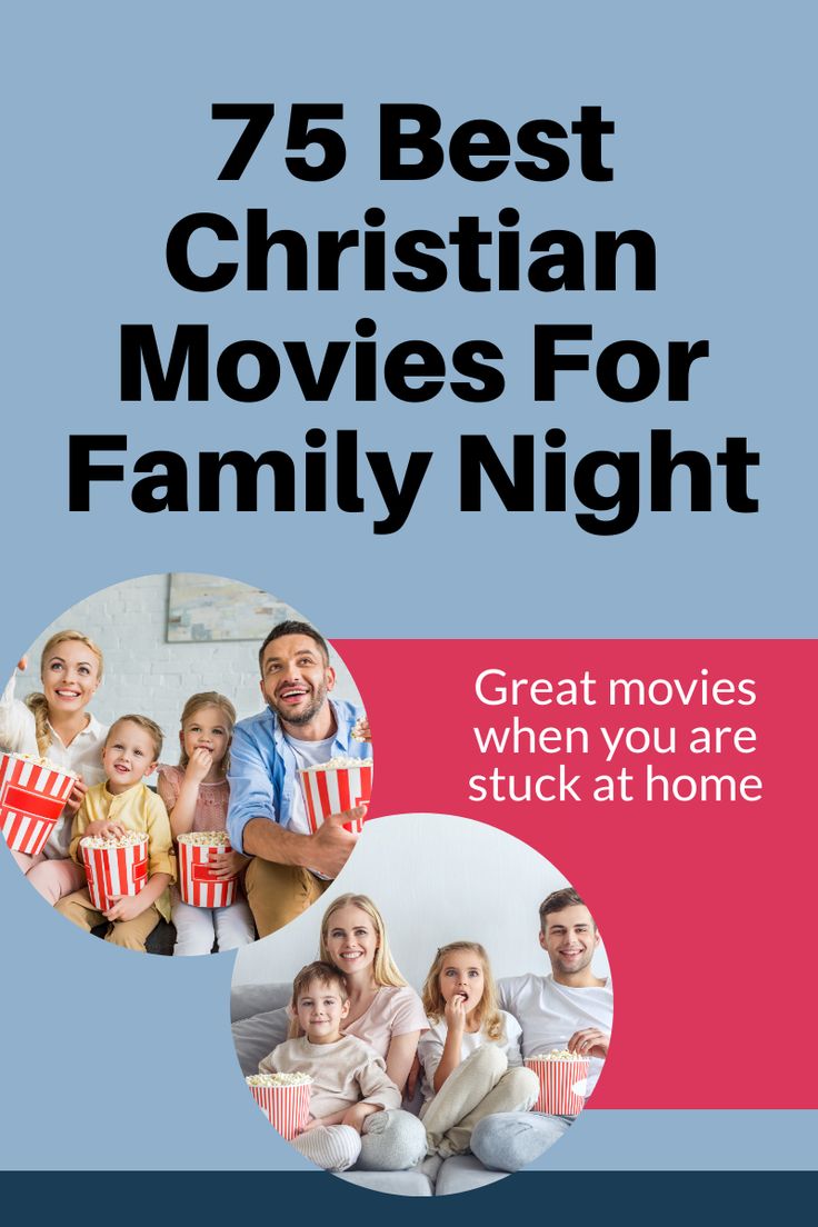 the cover of 75 best christian movies for family night, with three children and one adult