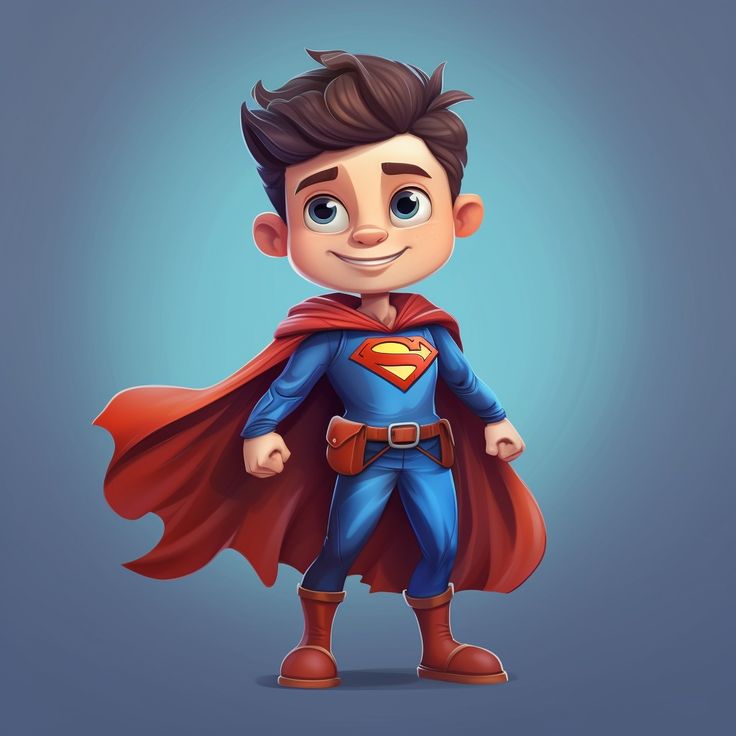 a cartoon boy dressed in a superman costume