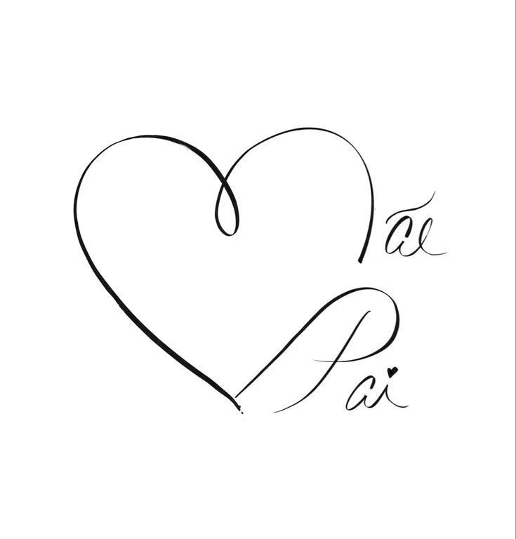 the word la pa written in cursive writing on a white background with a black heart