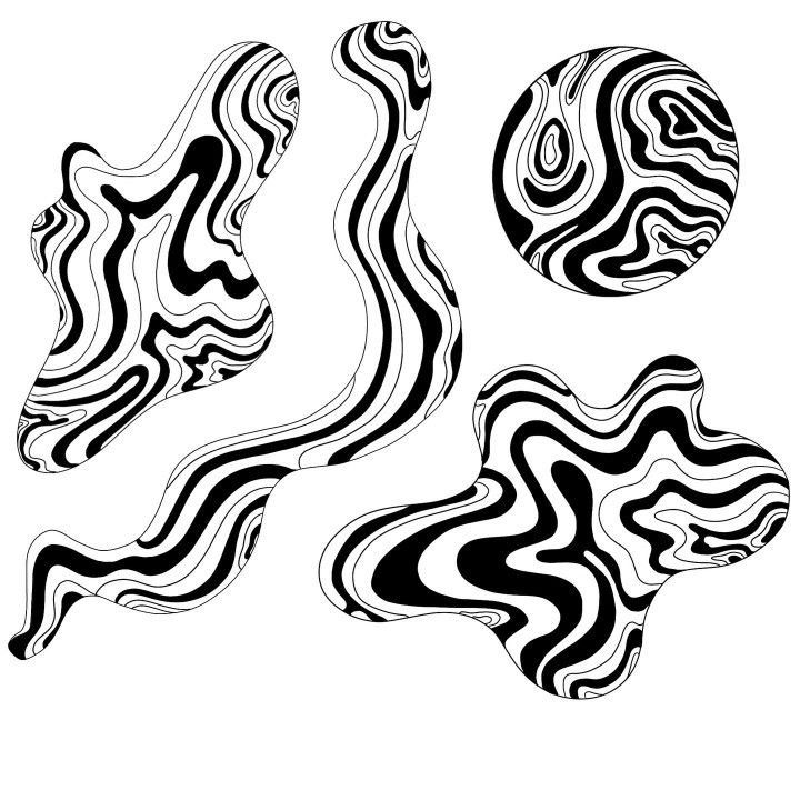 an abstract black and white design with wavy lines