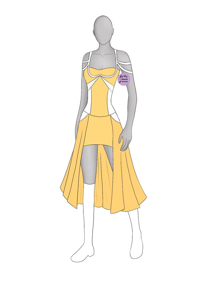 a female mannequin wearing a yellow dress