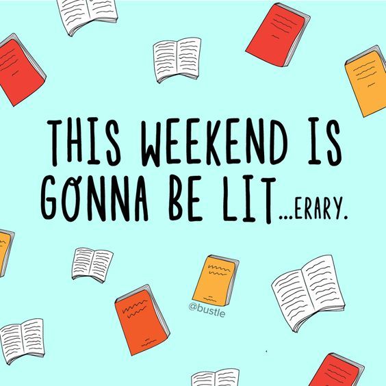 this weekend is gon na be lit library sign with books floating around in the air