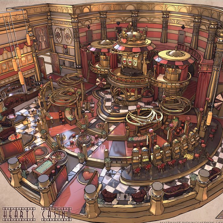 an artistic rendering of a large room with lots of tables and chairs on the floor