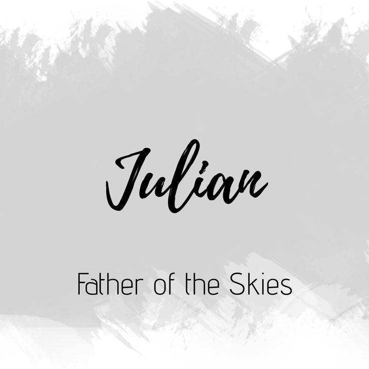 the words julian father of the skies are in black and white letters on a gray background