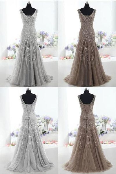 Luxurious Silver/Gray Mermaid Prom Dresses with Beaded Prom Dresses With Straps, Dresses With Straps, Customizable Wedding Dress, Sparkly Prom Dress, School Dance Dresses, Winter Formal Dresses, Wedding Elegant, Mothers Dresses, Dress Spaghetti