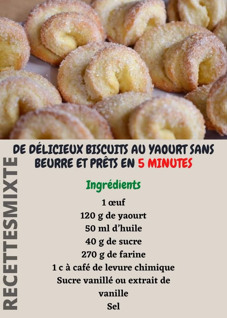 a menu for doughnuts with instructions on how to bake them in french