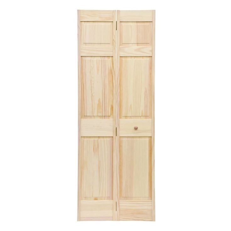 Constructed using premium wood veneer skin to mimic the beauty and warmth of natural wood. Track, hardware and knob are included. Matching slabs and pre-hung units available.. Additional sizes and installation services available.. 5-Year limited warranty. RELIABILT 24-in x 80-in Unfinished 6-panel Solid Core Unfinished Pine Wood Closet Bifold Door (Hardware Included) in Clear | RAD 108-BF-24 Bifold Door Hardware, Closet Door Hardware, Wood Closet, Bifold Door, Narrow Lot House, Craftsman Door, Bifold Closet Doors, Pine Doors, Contemporary Doors