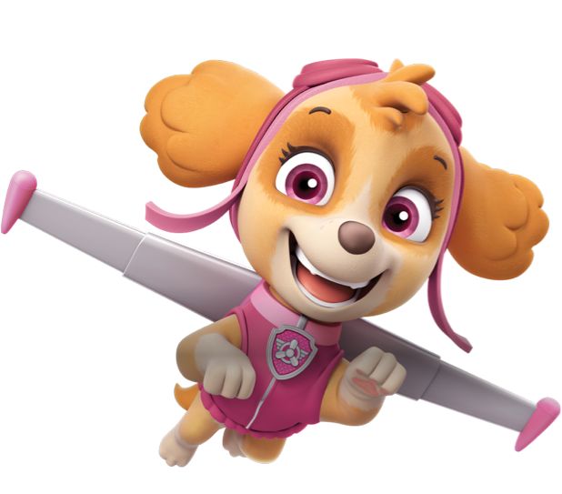 a cartoon dog is flying with a baseball bat in its hand and smiling at the camera