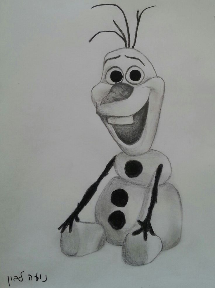 a pencil drawing of a frozen snowman