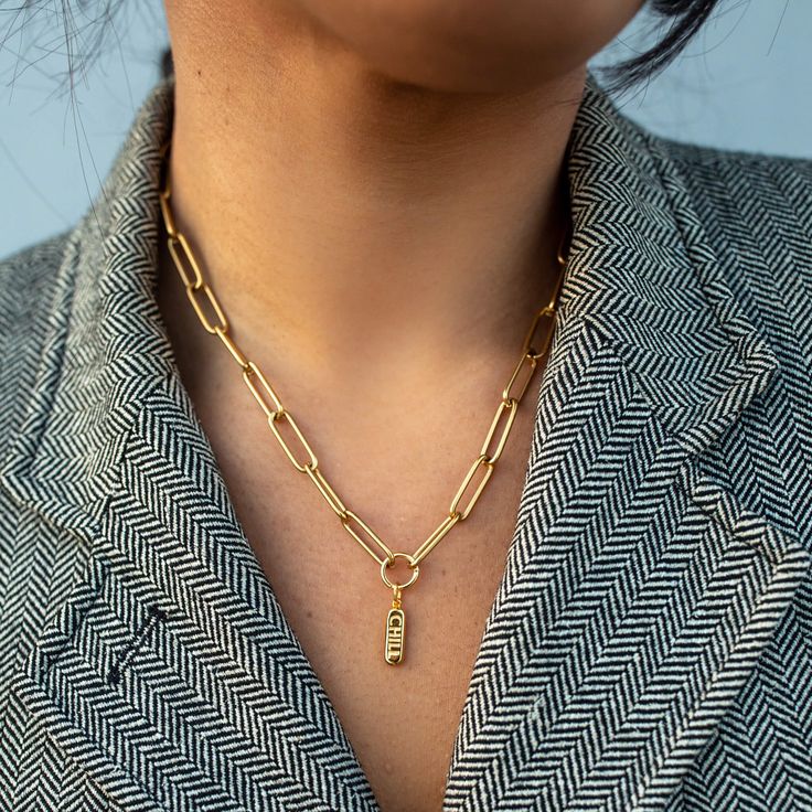 Explorer Charm Necklace Ear Party, Chill Pill, Gold Charm Necklace, Timeless Jewelry, Steel Necklace, Lightning Bolt, Jewelry Inspo, Stainless Steel Necklace, Dainty Necklace