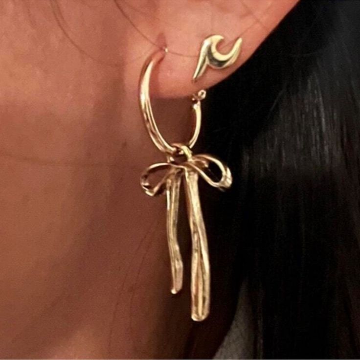 Luxe Gold Tone Bow Earrings, Faux Gold, Ships In 7-8 Days Luxury Gold Jewelry, Bow Earrings, Big Earrings, Brass Jewelry, Christmas 2024, Simple Earrings, Earrings Color, 8 Days, Luxury Life