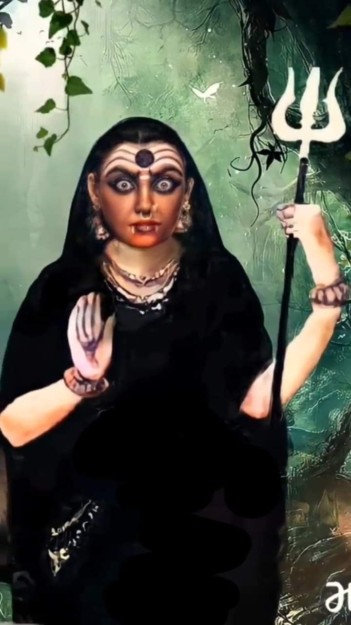 a painting of a woman holding a sceptacle in her right hand and an evil looking face on her left