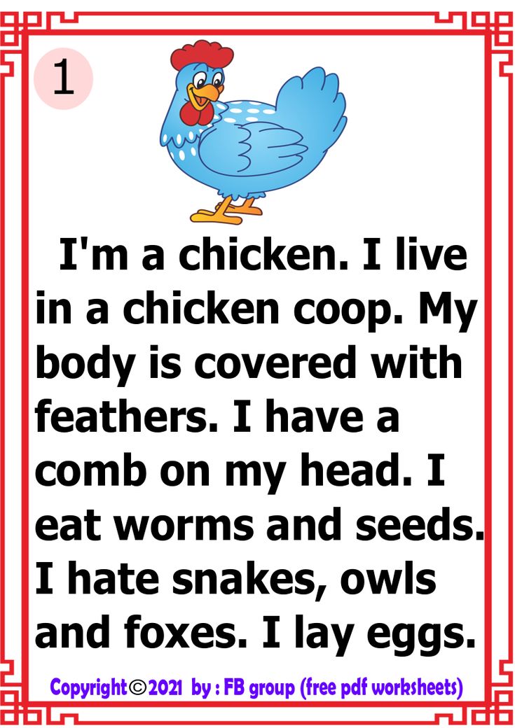 a chicken saying i'm a chicken i live in a chicken coop my body is covered with feathers