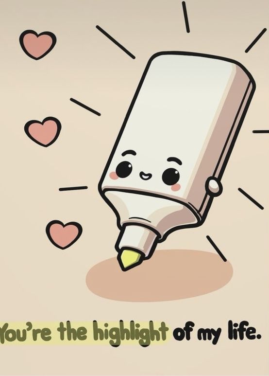 a cartoon drawing of a pencil with the caption you're the highlight of my life