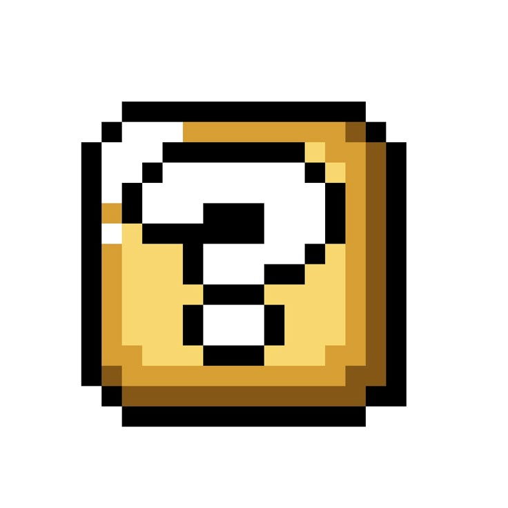 an 8 - bit question mark is shown in this pixel art