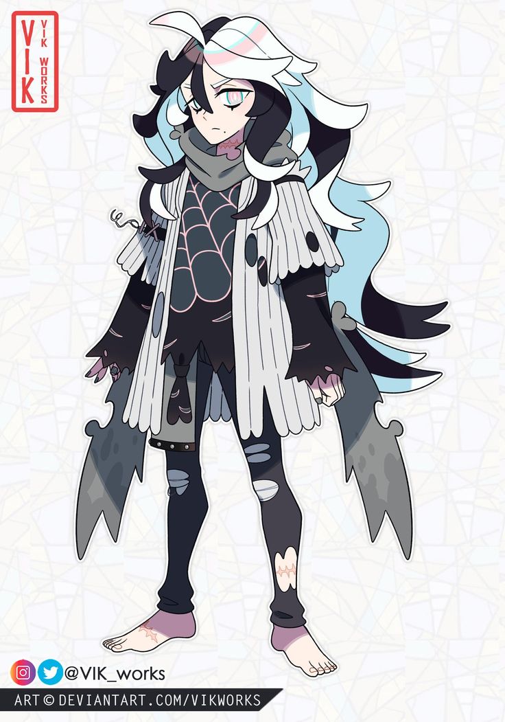 an anime character with black and white hair