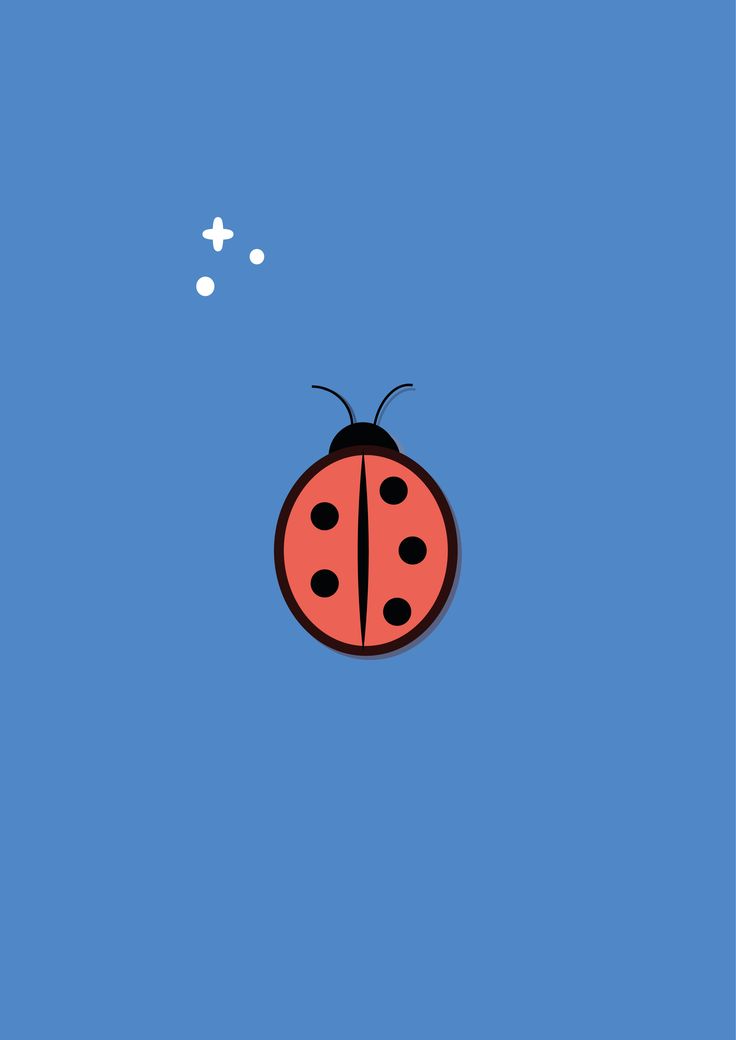 a ladybug flying in the sky with two white dots on it's back