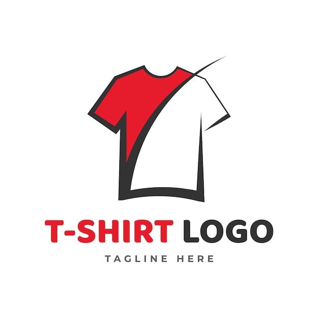 t - shirt logo design with red and black colors on the front, white background