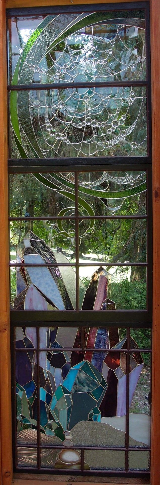 a stained glass window that has been made to look like it is broken