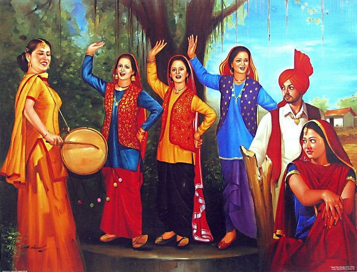 artwork of Punjabi Indian Folk Dancers  #Dancingartwork#PunjabPainting #Sikhpainting #IndianArtwork #KaurArtwork #IndianArtwork #Punjabikaurpainting #Painting #Artwork #FestivalArtwork #FolkdanceIndia Dancing Drawings, Dancing, Composition, Drawings, Art