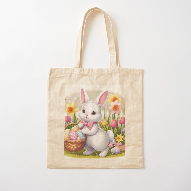 Get my art printed on awesome products. Support me at Redbubble #RBandME: https://www.redbubble.com/i/tote-bag/White-bunny-with-a-basket-of-Easter-eggs-by-DelicateArt/158550060.P1QBH?asc=u Easter Tote Bags, Easter Totes, White Bunnies, Bright Blue Eyes, Flowers Tote, Basket Tote, White Tote Bag, White Bunny, Coloring Eggs