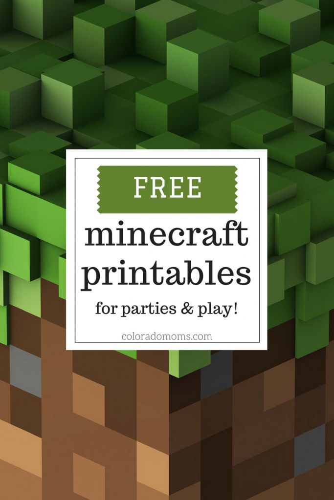 a poster with the words free minecraft printables for parties and play on it