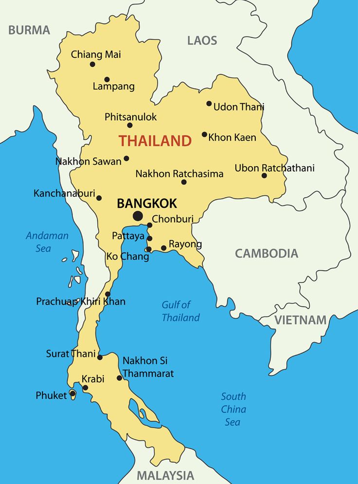 a map of thailand with all the major cities