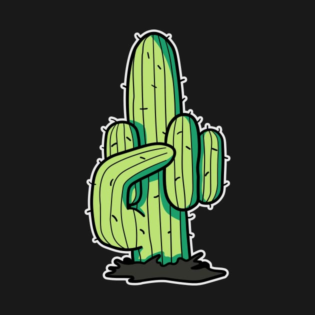 a green cactus sticker on a black background