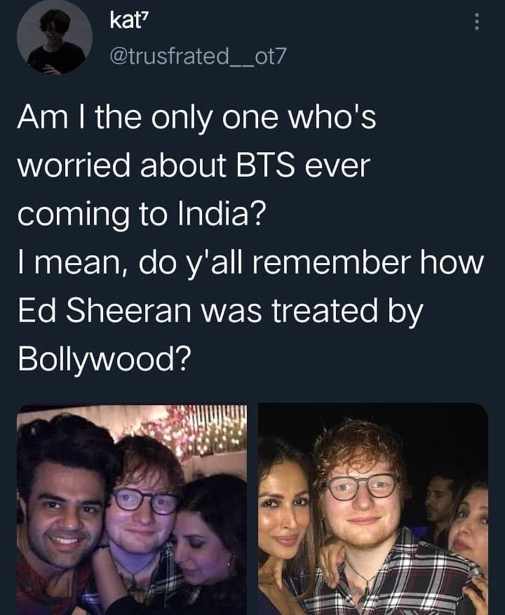 some people are smiling and posing for a photo with the caption'i am the only one who's worried about bts ever coming to india?