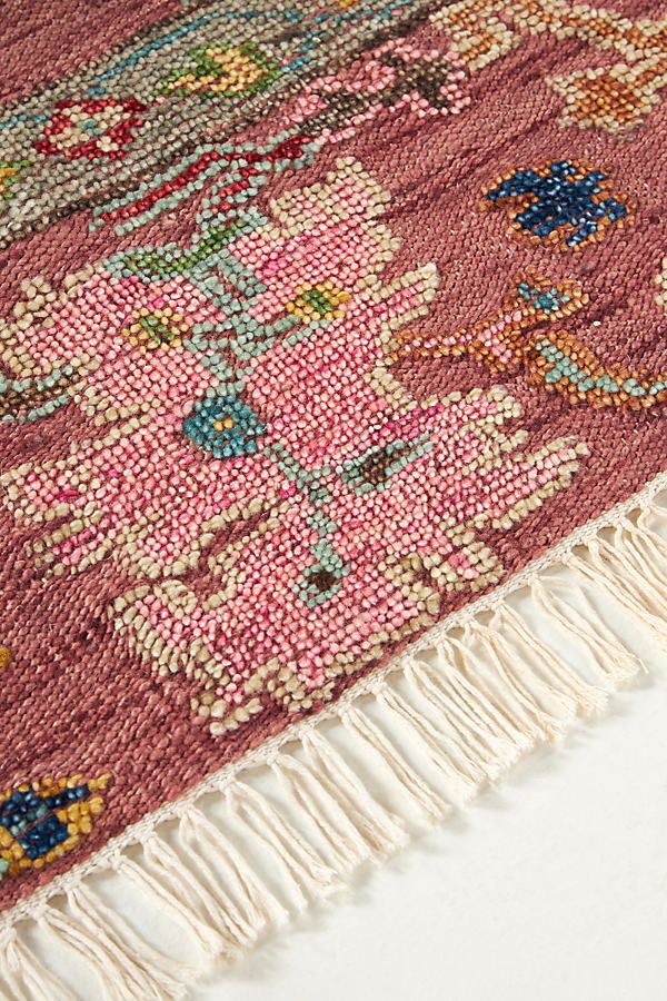 Inspired by traditional ornate floor coverings, this hand-knotted rug features eye-catching designs in cheerful hues. Not sure which rug to choose? Read our guide to find the perfect fit for your space. | Hand-Knotted Perry Rug by Anthropologie in Purple, Size: 5X8, Wool Safavieh Pink Rug, Feizy Jewel Area Rug, Magenta Persian Rug, Faded Colorful Rug, Eclectic Pink Rug, Anthropologie Pink Rug, Colorful Persian Rug Bedroom, Runner Next To Rug, Joybird Rug