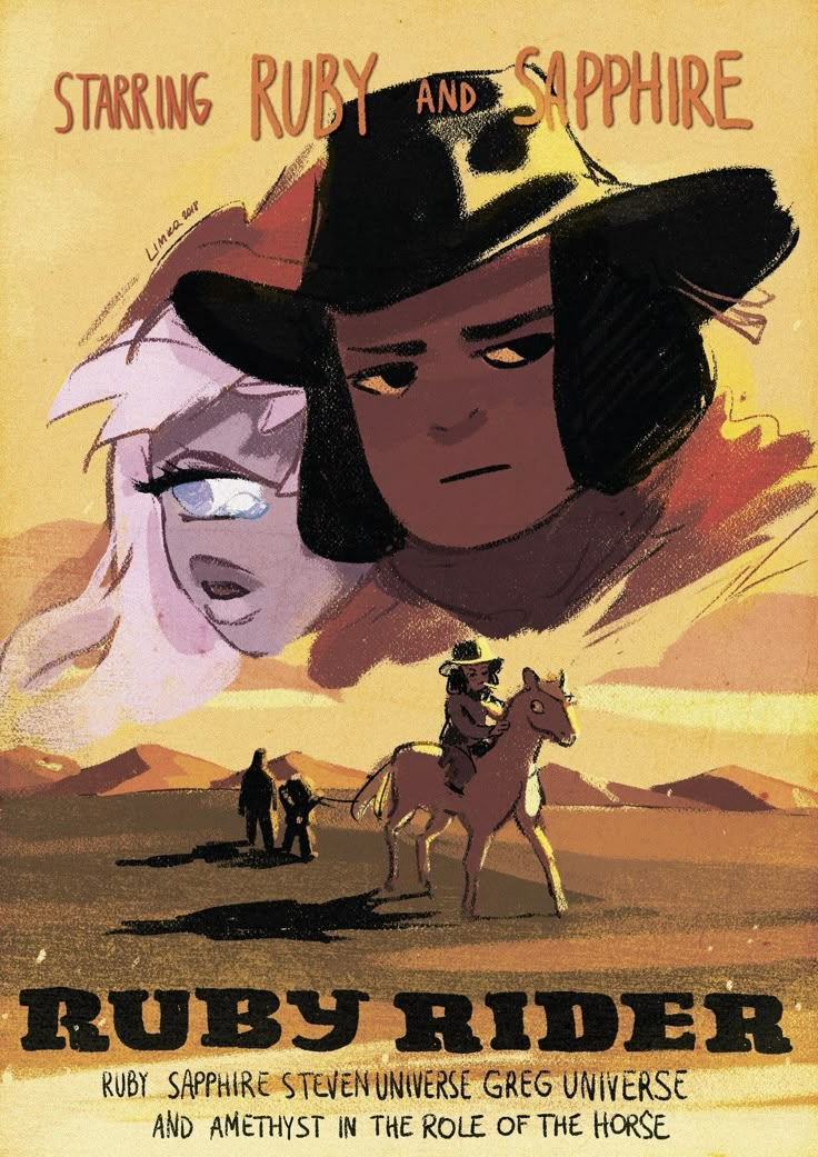 the poster for ruby rider is shown with an image of a man riding a horse