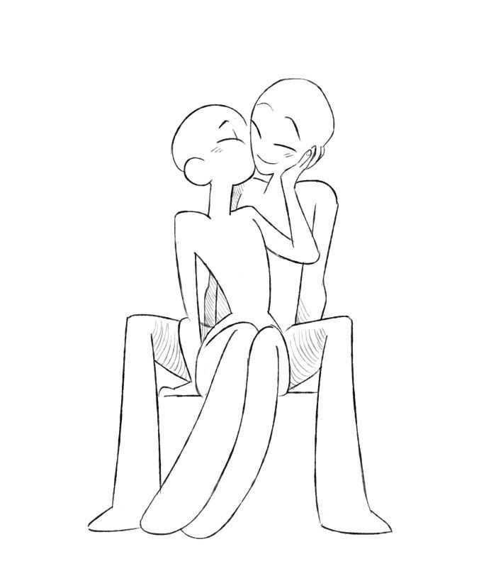 two people are sitting on a bench and hugging each other, one is holding the other's head