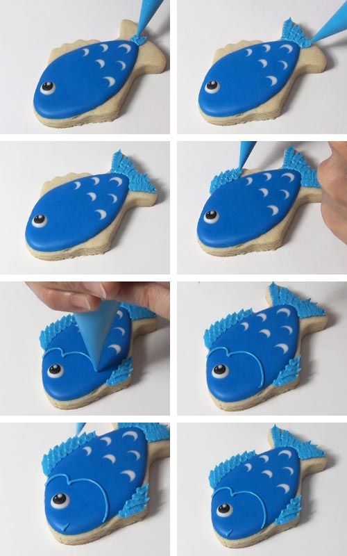 how to make fish cookies that look like they have been decorated with fondant and icing